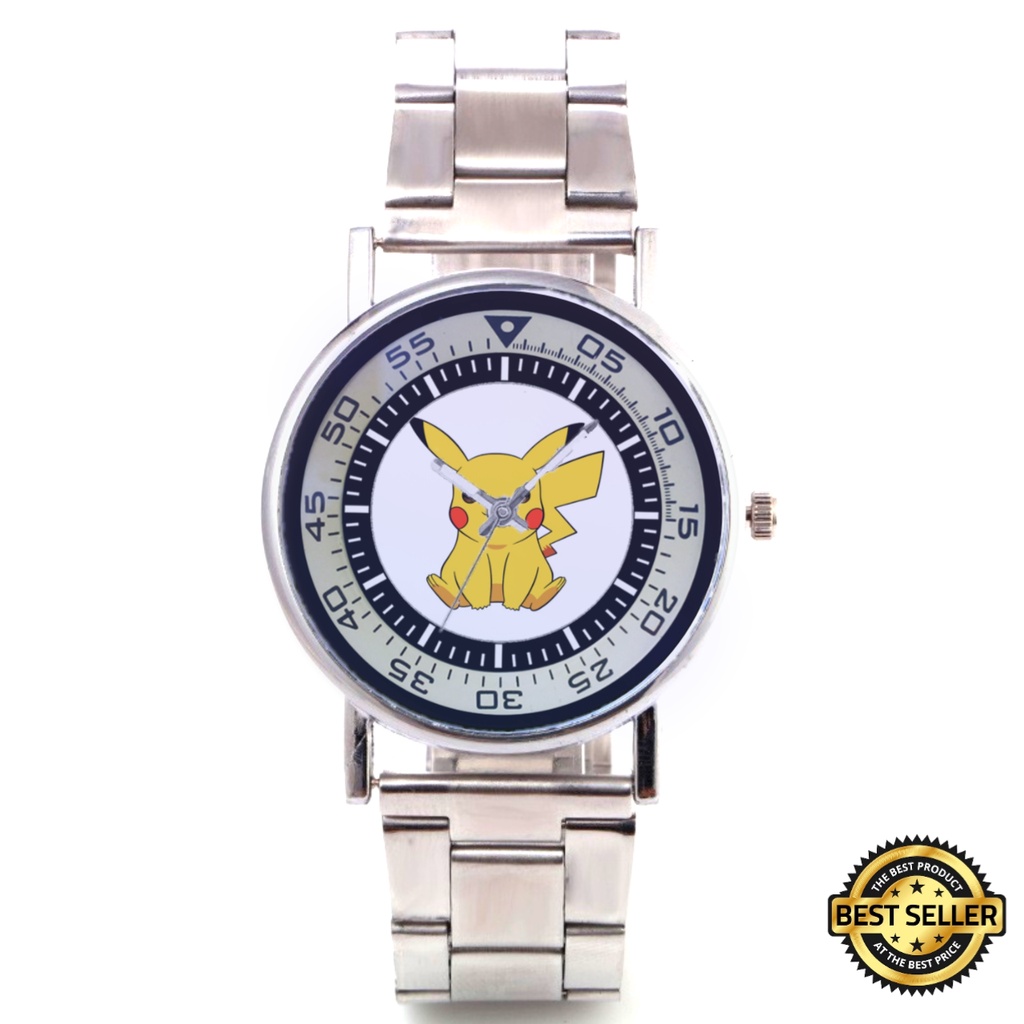 Jam Tangan Stainless Steel POKEMON Custom Keren 03 Besi Rantai Murah Meriah Unik Viral Aesthetic Kek