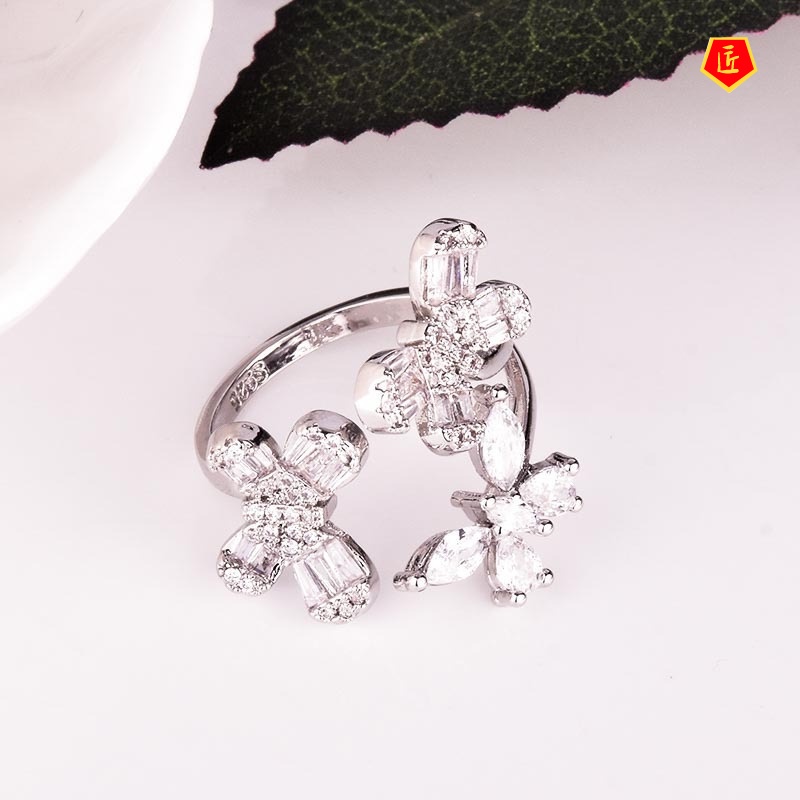 [Ready Stock]Micro Diamond S925 Silver Sweet Butterfly Opening Ring