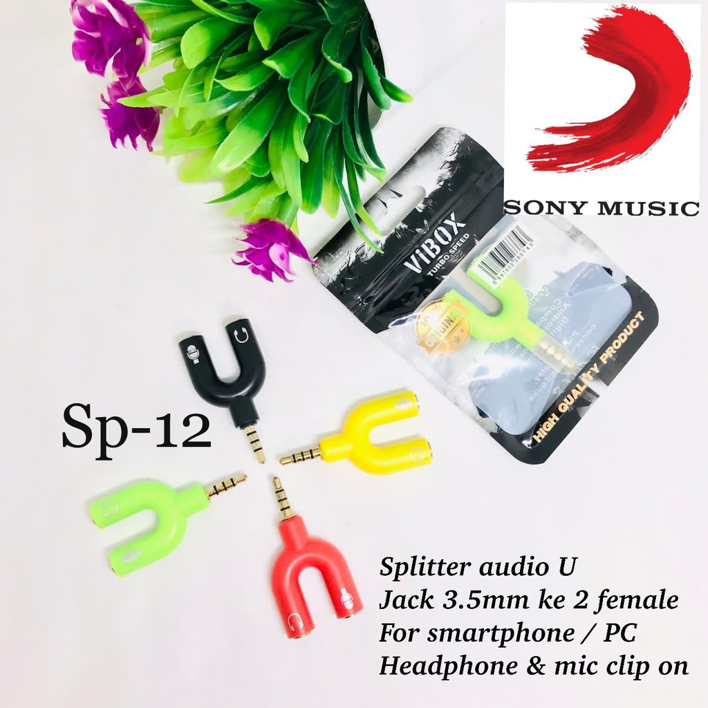 AUDIO SPLITTER U / SPLITTER Y ADAPTER LO-AX5 SUPPORT MIC-EARPHONE JACK 3.5MM LOGON