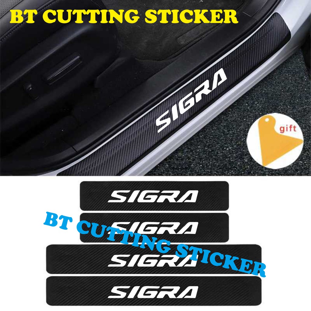 4 pecs stiker carbon 3D stiker pengaman pintu mobil daihatsu sigra stiker mobil sigra stiker carbon 