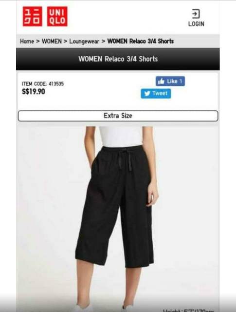 Kulot 7/8 Uniqlo Branded Women Origina Celana Panjang Wanita Girls Navy Black