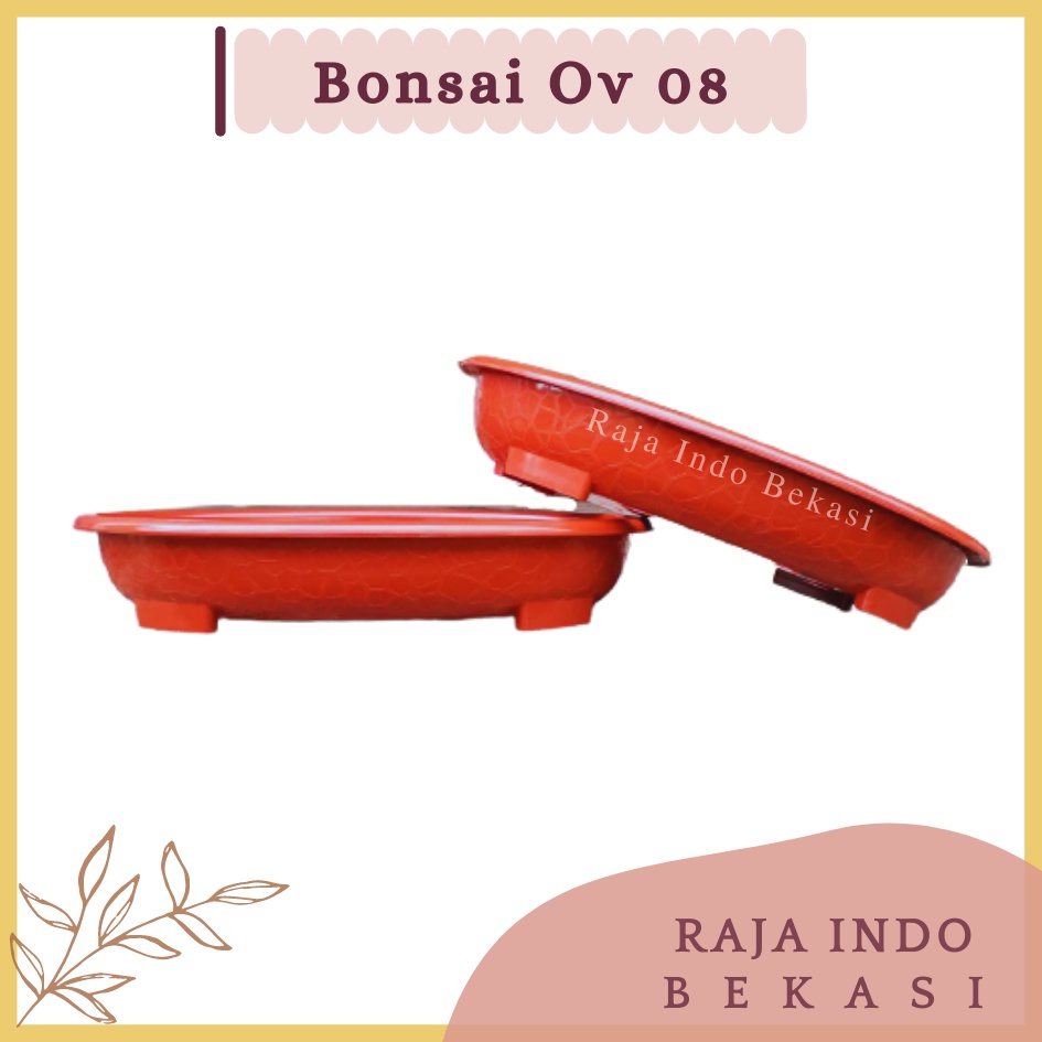 ORI BJP BONSAI OVAL OV 08 Coklat Merah Bata Pot Bunga Plastik Bonsai Budi Jaya Motif Batu Alam Ceper Pendek Pot Bonsai Plastik Keramik Semen Bonsai Mame Kelapa Besar Mini