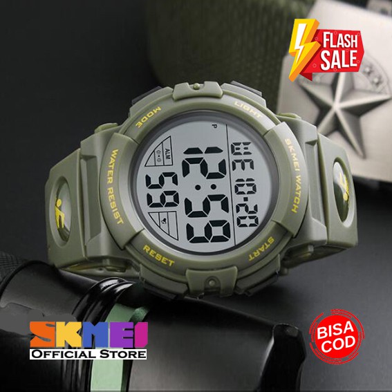 100% ORIGINAL SKMEI Digital Men Watch Jam Tangan Pria Anti Air 50m Karet PU Strap Flash Sale Murah