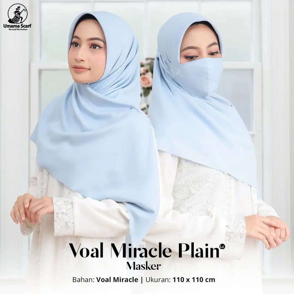 Hijab Segiempat Basic Voal Miracle Polos Kerudung Segiempat Basic Voal Miracle Umama set Masker Pasar Hija'b