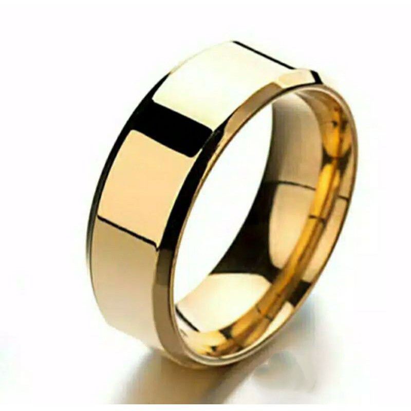 CINCIN TITANIUM PRIA - WANITA  RING MOTIF WARNA EMAS