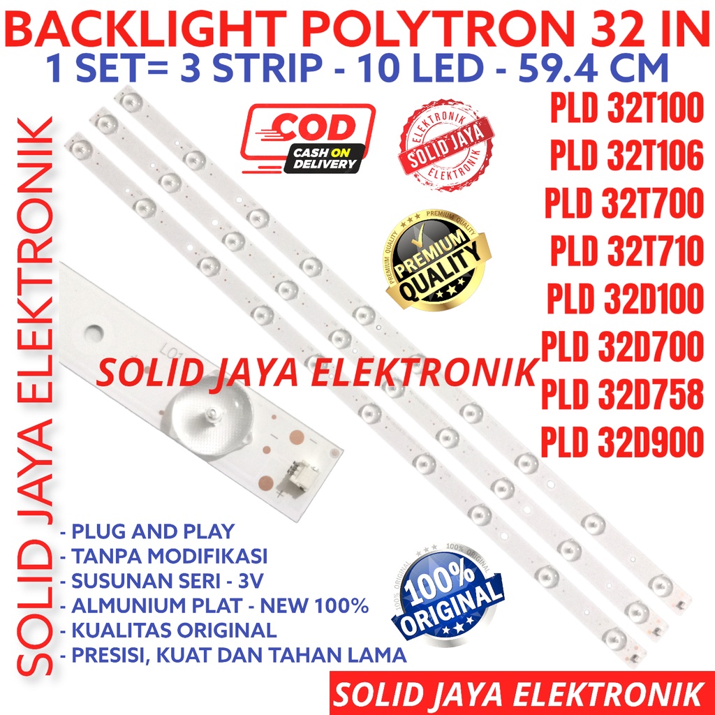 BACKLIGHT TV LED POLYTRON 32 INC PLD 32T100 32T106 32T700 32T710 32D100 32D700 32D758 32D900 LAMPU BL 10K 3V PLD-32T100 PLD-32T106 PLD-32T700 PLD-32T710 PLD-32D100 PLD-32D700 PLD32D758 PLD32D900 PLD32T100 PLD32T106 PLD32T700 PLD32T710 PLD32D100 10 KANCING