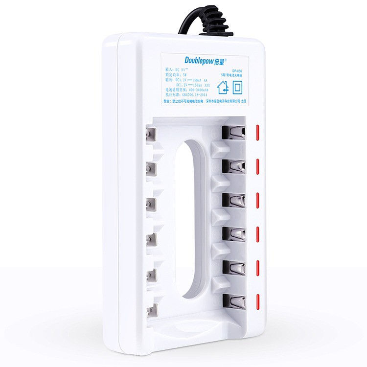 DOUBLEPOW Charger Baterai 6 slot for AA AAA Ni-MH Ni-CD - DP-U06 - White - S3AD0IWH