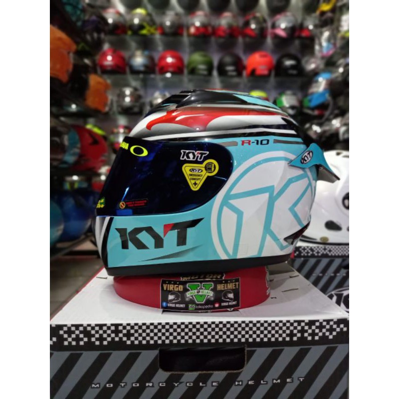 HELM KYT R10 AQUAMARINE PAKET GANTENG