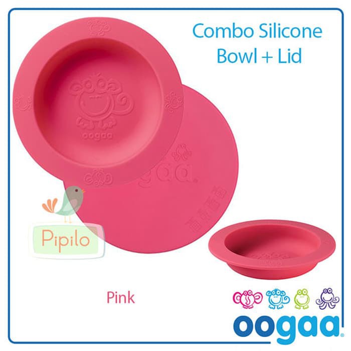 Oogaa Combo Silicone Bowl and Lid - Pink / Mangkuk Tempat Makan Anak