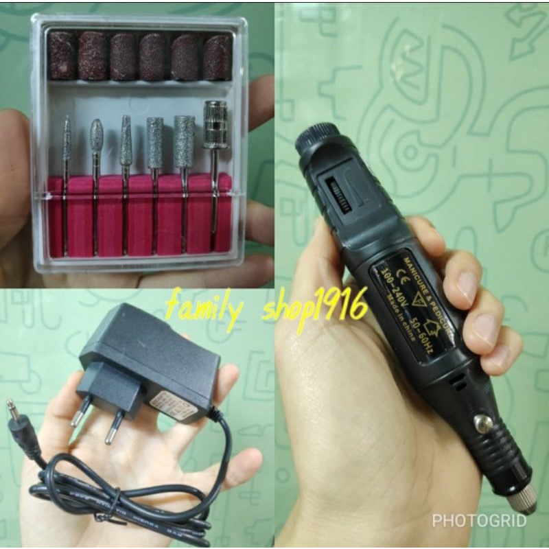 BOR MINI + ADAPTOR + MATA BOR POLES DAN AMPLAS / MINI DRILL / BOR TANGAN MULTIFUNGSI