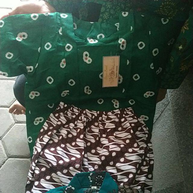 Setelan Batik Jumputan Anak Kutubaru Bahan Katun Warna Hijau Ba180