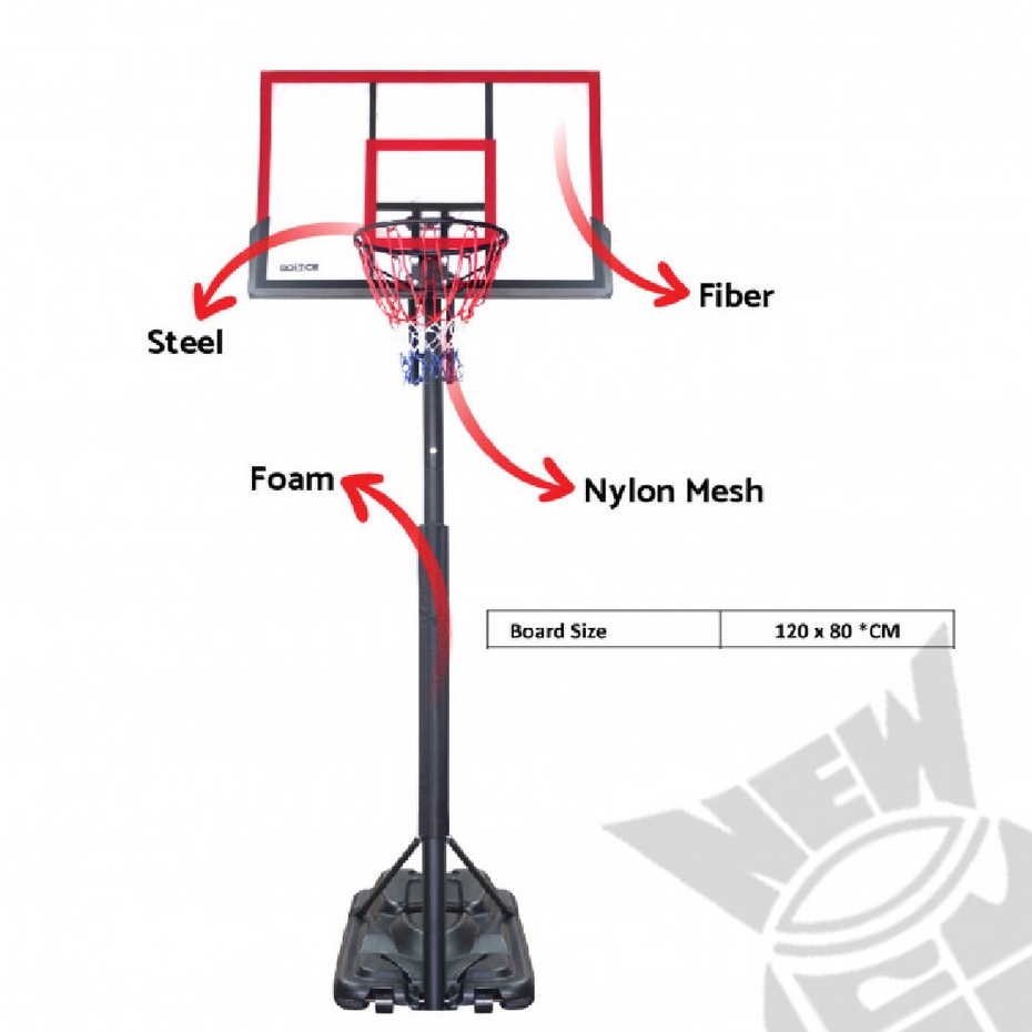 Papan Ring Basket Fiber Portable Board Stand 120x80 cm BOUNCE
