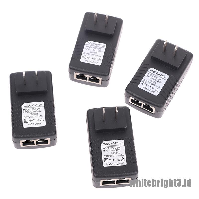 &lt; White3 &gt; Injektor POE AC 110V-240V Ke DC 12V 15V 24V 48V 0.5A 1A power