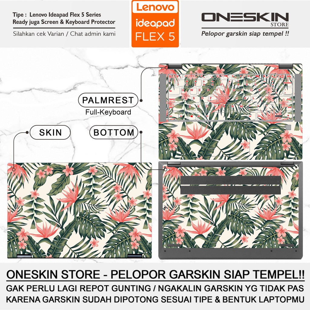 Garskin Stiker Laptop Lenovo IdeaPad Flex 5 5i 14 14ALC 14ARE 14IIL 14ITL Transparan Gambar FullBody