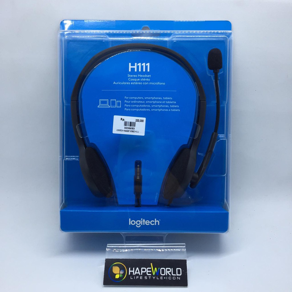 LOGITECH STEREO HEADSET H111 ORIGINAL GARANSI 1 TAHUN