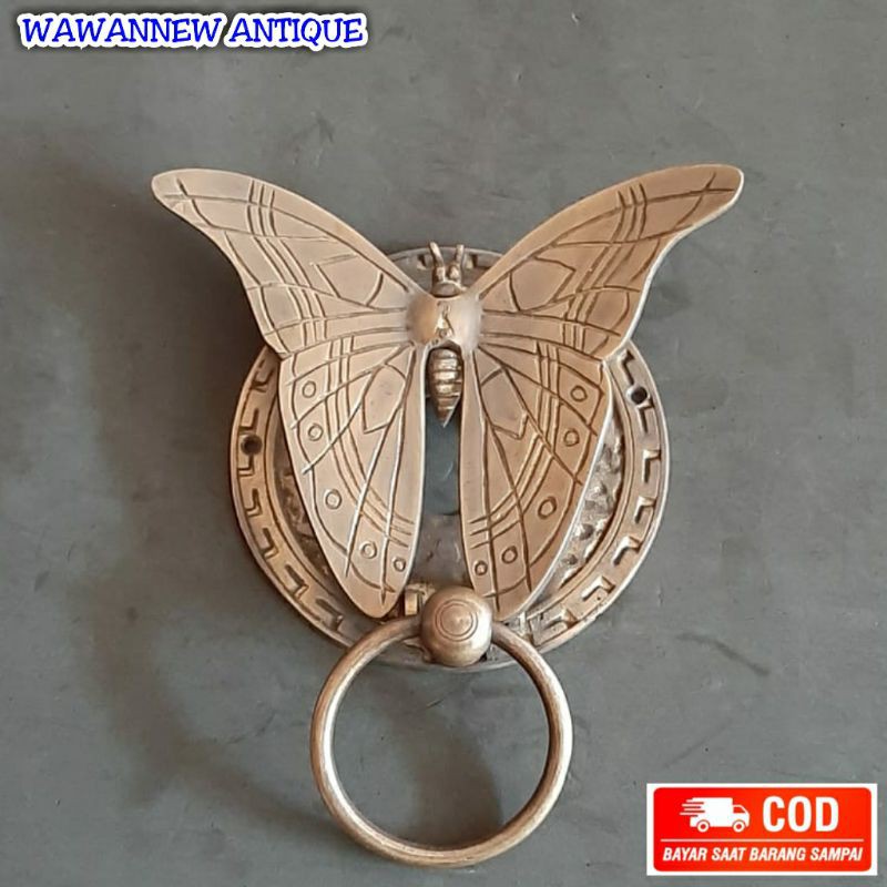 Door Knocker / Ketukan Pintu Rumah Pagar Kuningan Antik Motif Kupu-kupu