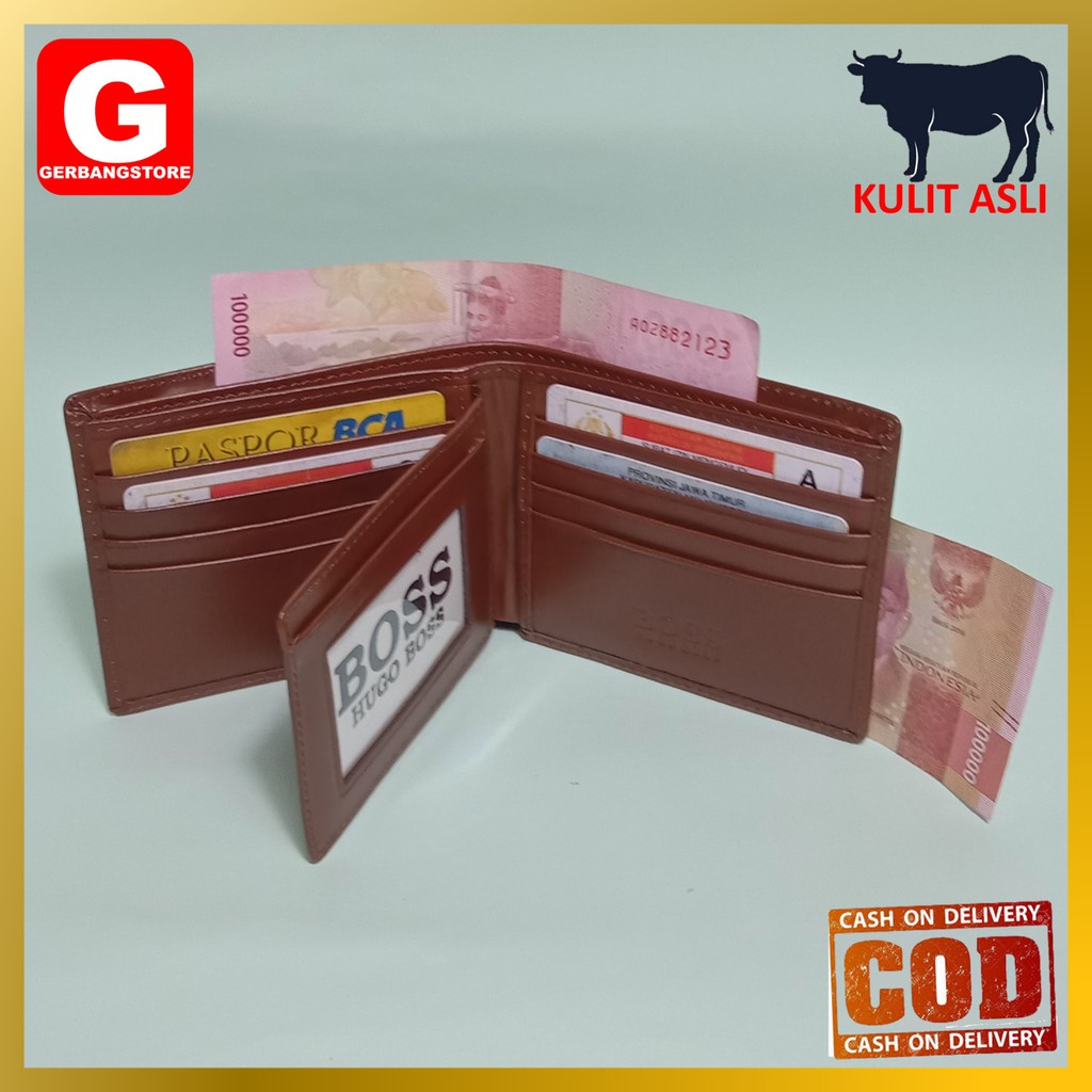 Dompet Pria Kulit Asli Sapi Kartu Banyak Jenis Kulit Pull Up Model Lipat [LKJ Pull Up]