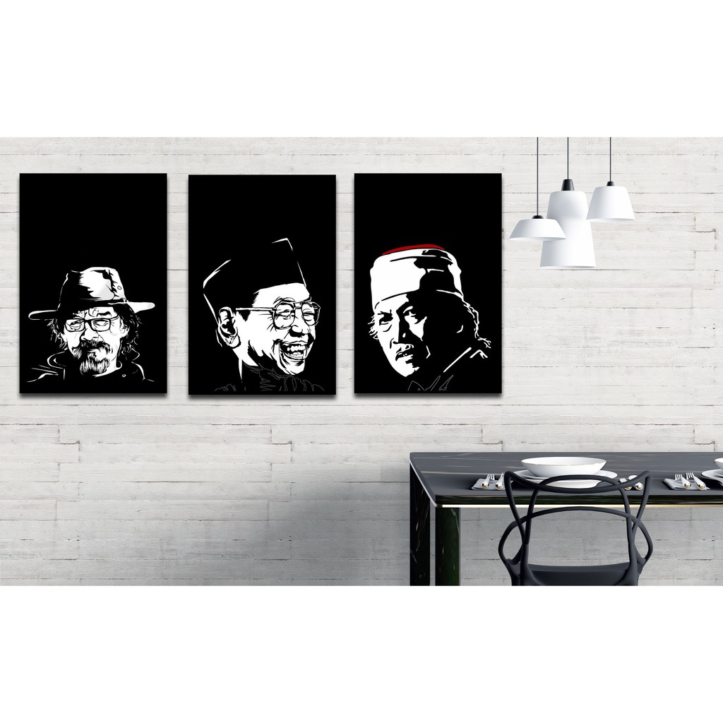 HIASAN DINDING TOKOH KAMAR DEKORASI RUMAH WALL DECOR PAJANGAN GUS DUR SUJIWO TEJO CAK NUN