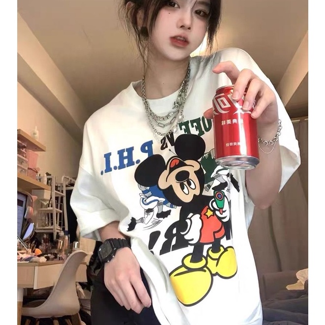 THISTLE - Oversize Tee Tshirt Wanita Model Longgar Motif Mickey Vintage