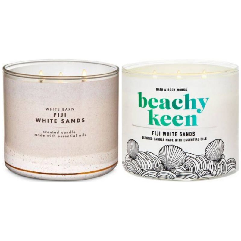 BATH &amp; BODY WORKS BBW BEACHY KEEN FIJI WHITE SANDS 3-WICK SCENTED CANDLE 411 G LILIN WANGI 3 SUMBU UKURAN BESAR PENGHARUM RUANGAN