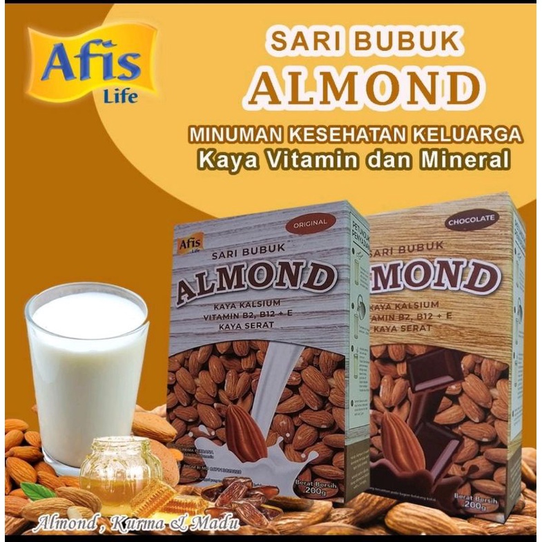 Afis life sari bubuk almond umum minuman kesehatan keluarga