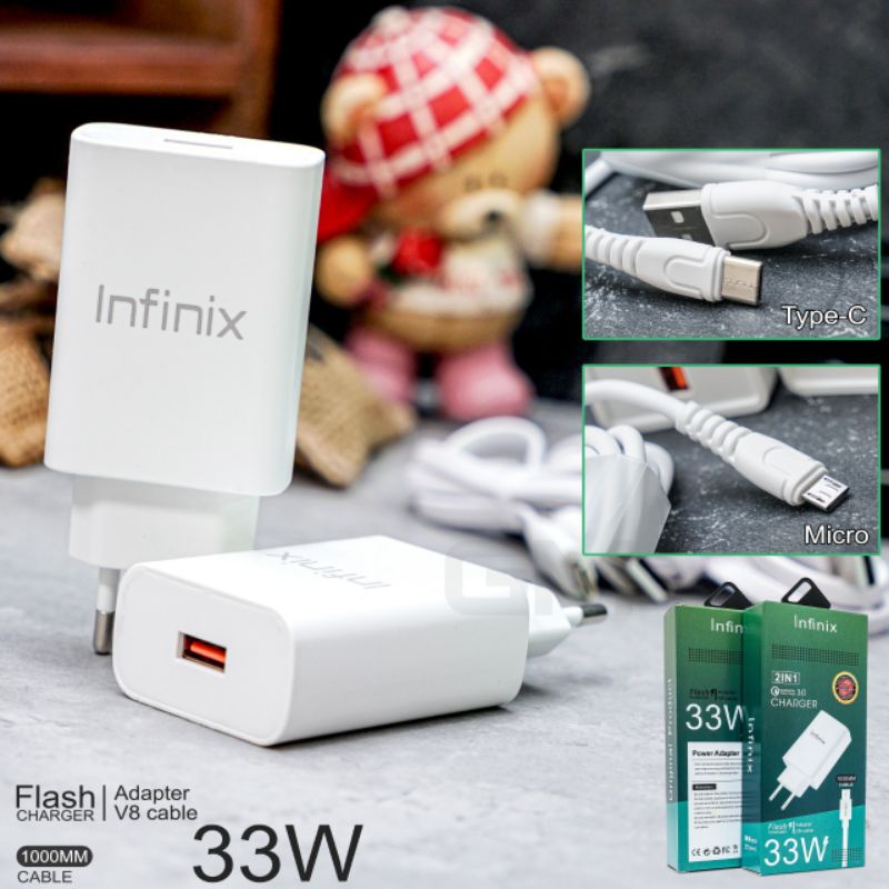 TC CHARGER CASAN INFINIX 2 IN 1 33 WATT QUICK CHARGE 3.0 FAST CHARGING