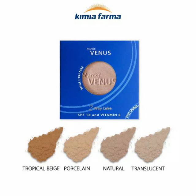 Refill Marcks' Venus Two Way Cake SPF 18 Bedak Padat Shade Warna Porcelain Natural Transculent