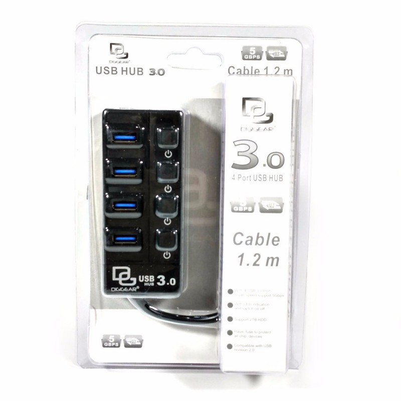 USB HUB 3.0 (5 GBPS) DIGIGEAR 4 PORT ON/OFF