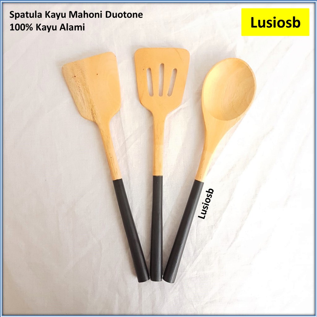 Spatula Kayu Mahoni Duotone / Spatula Kayu / Sutil Kayu / Wooden Spatula / Peralatan Masak