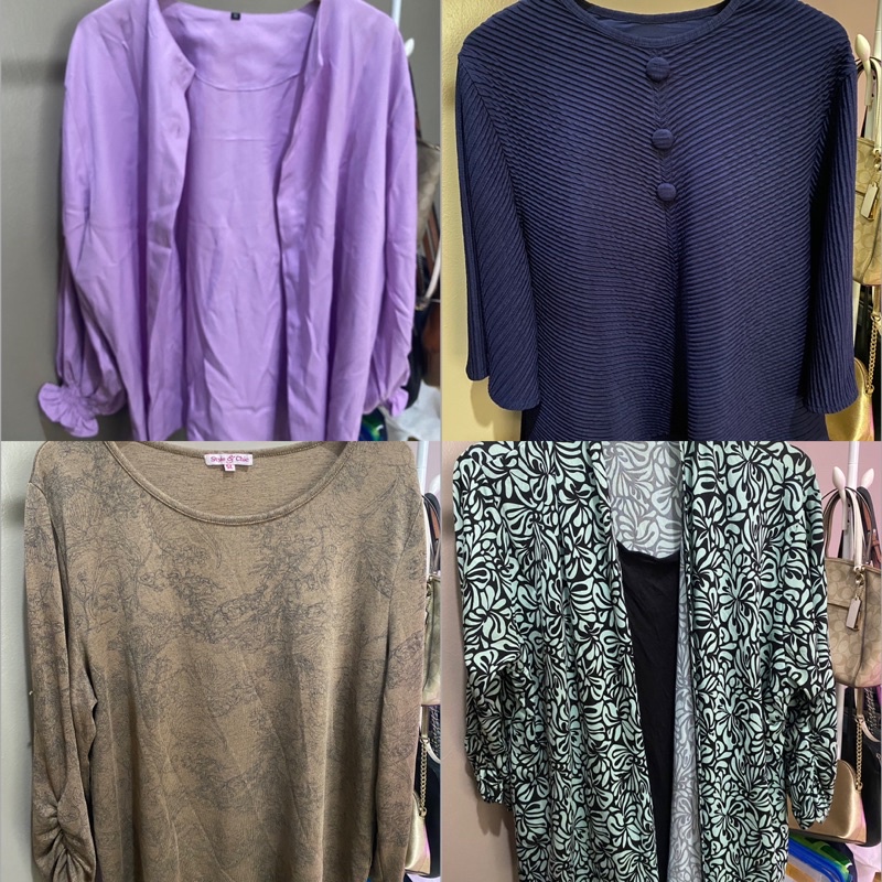 [PRELOVED] Atasan blouse wanita jumbo super jumbo outer cardigan crinkle inner lengan balon terompet