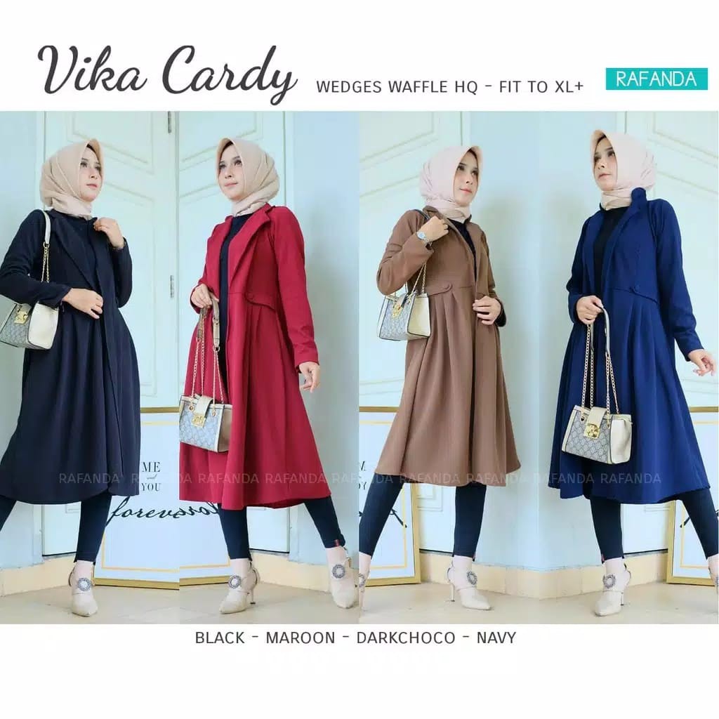 VIKA CARDY -VIKA CARDIGAN - VIKA BLAZER - VICA CARDIGAN LONG OUTER BAHAN WAFFLE PREMIUM 4.8