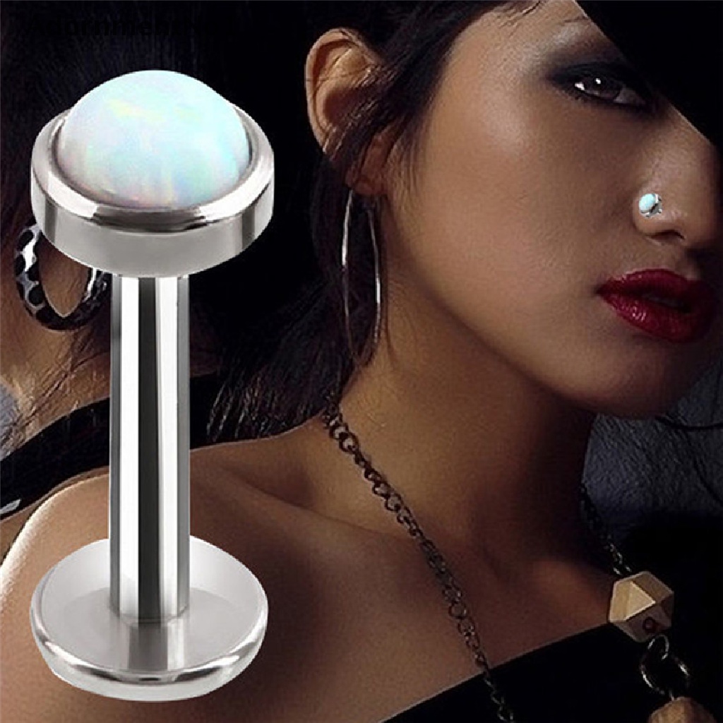 (AdornmentNo1) Anting Tindik Bibir / Hidung / Tubuh Aksen Opal Kristal Ukuran 6-8mm Untuk Perhiasan Wanita