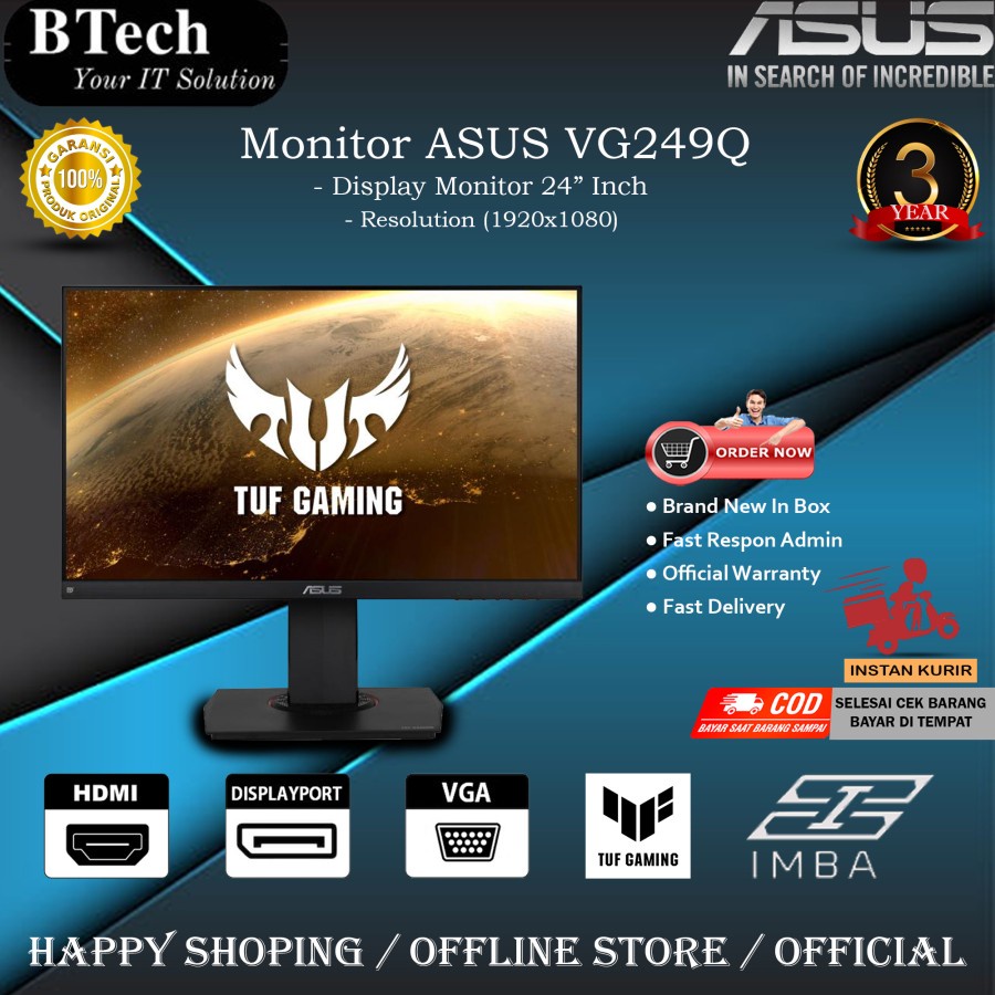 ASUS TUF GAMING VG249Q Gaming Monitor 24'' Full HD 144Hz