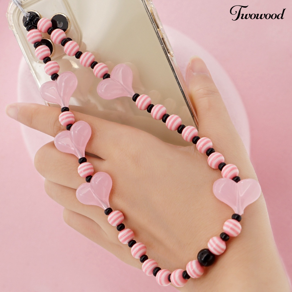 Twowood Tali Lanyard Motif Garis Warna-Warni Untuk Aksesoris Handphone