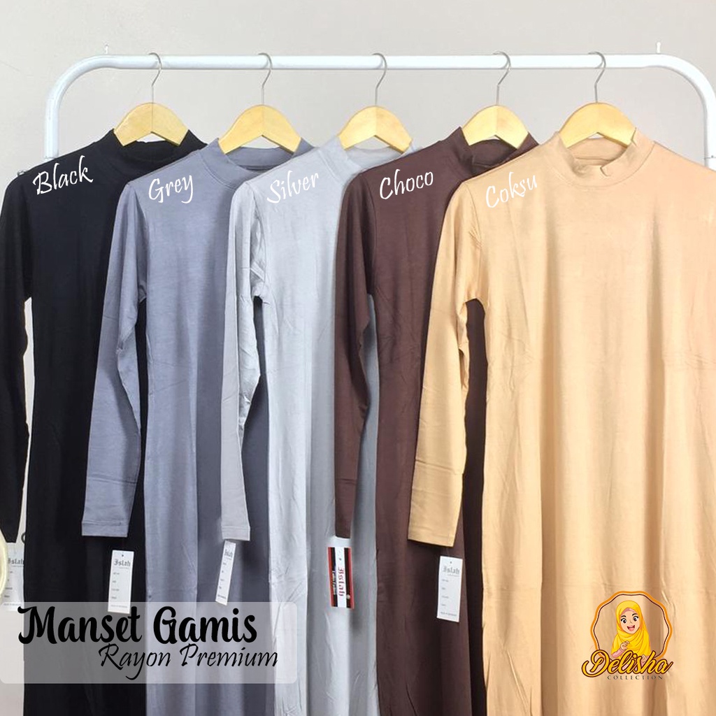 Inner Dress Lengan Panjang Rayon Super Premium Standard &amp; Jumbo /Manset Gamis Kaos Rayon Dalaman Gamis