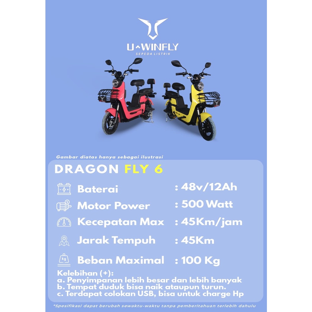 UWINFLY SEPEDA LISTRIK DRAGON FLY 6 | DRAGONFLY 6