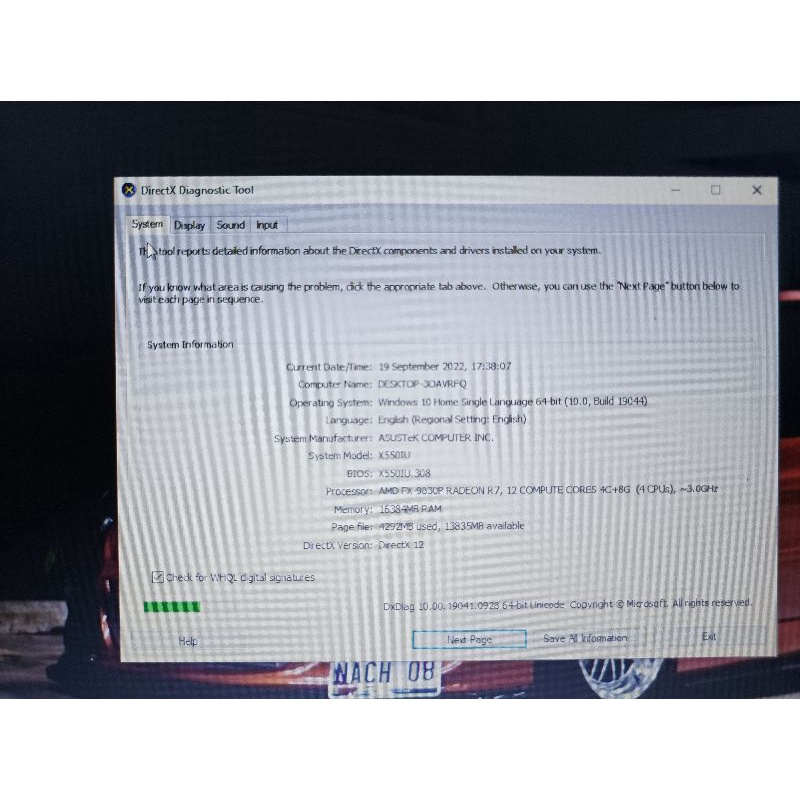 Laptop Asus X550IU Second