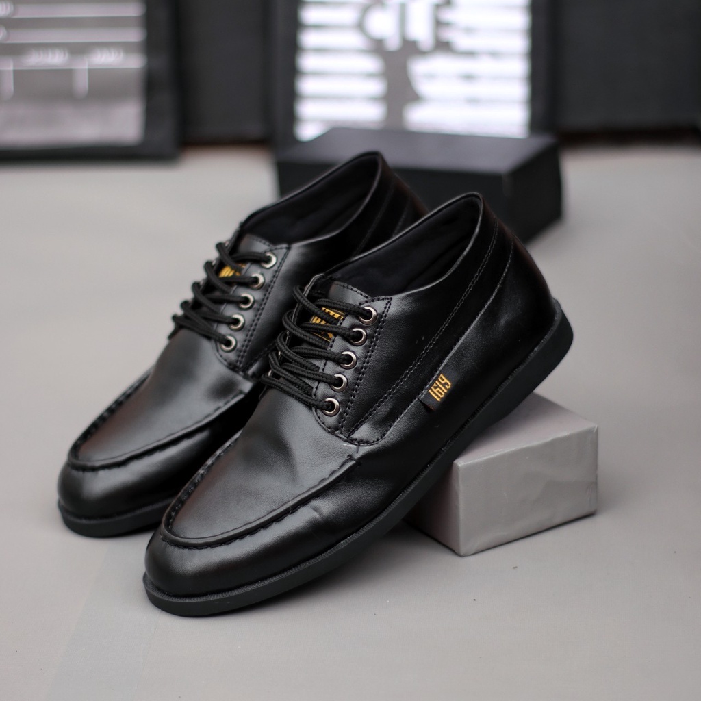 Sepatu Casual Formal Pria Pantofel Bertali Oxford Hitam Kulit Asli Original Kerja Kantor Trandy