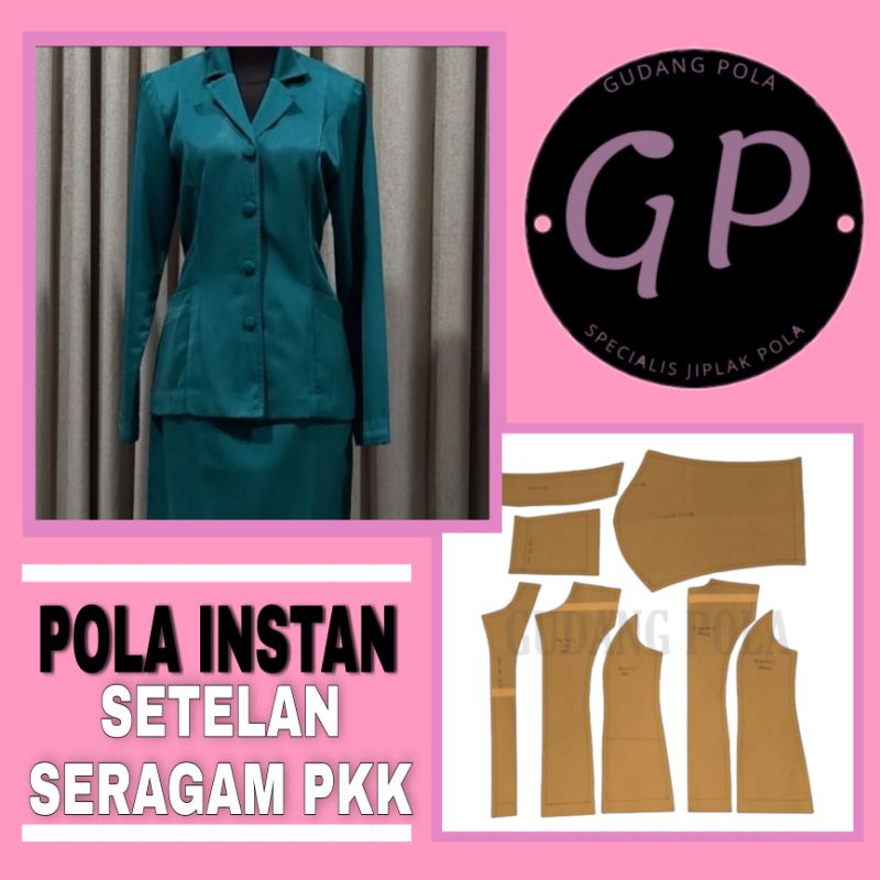 [✓COD] POLA SETELAN SERAGAM PKK - POLA SETELAN BAJU DINAS - POLA SERAGAM IBU PKK - POLA JIPLAK INSTA