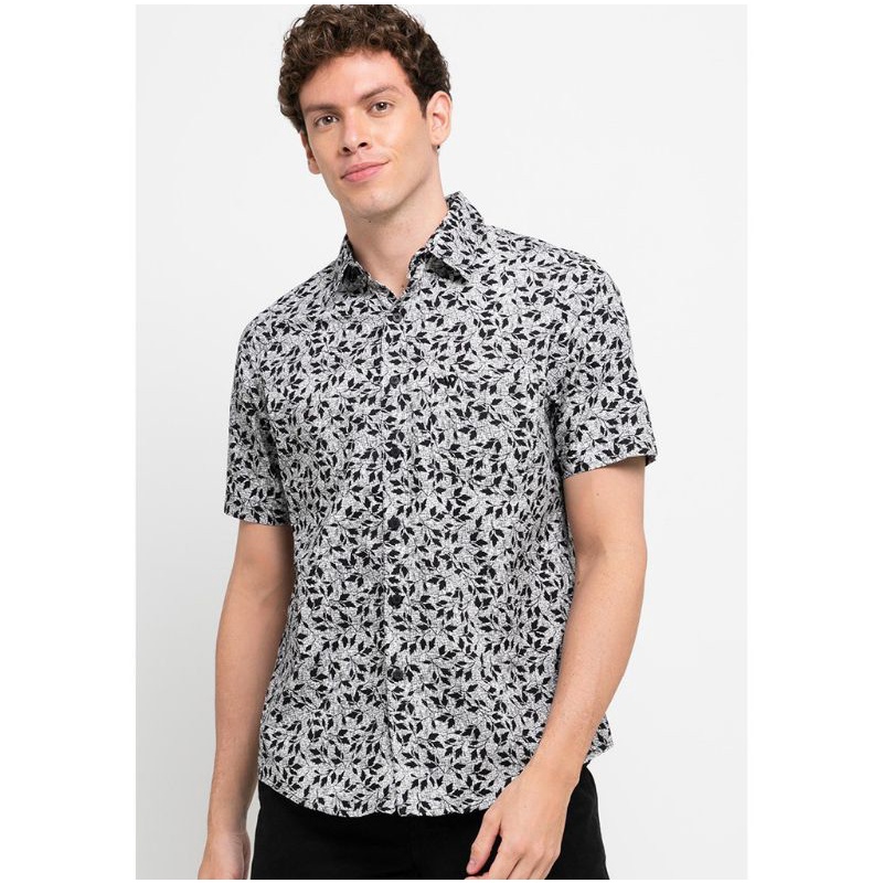 Kemeja WALRUS STUDIO Original Motif Floral Abu