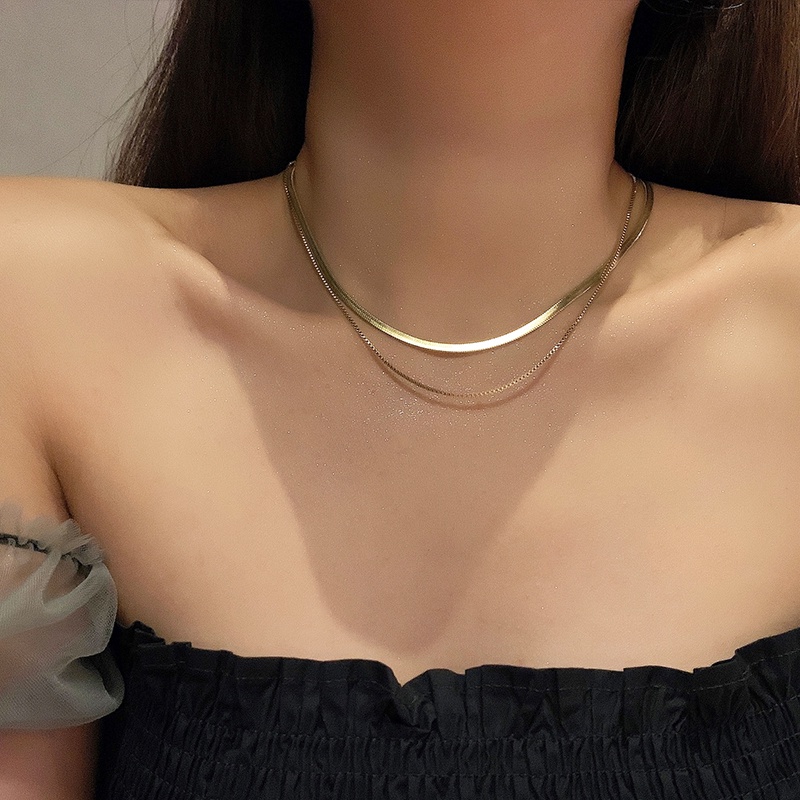 Kalung Model Tulang Ular Double Layer Untuk Aksesoris