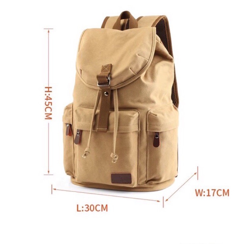 Tas Sekolah Ransel Backpack Cowok Cewek SMP SMA  SMU Kuliah Murah Kent Kent kanvas Murmer Abu Kanvas-Khaki
