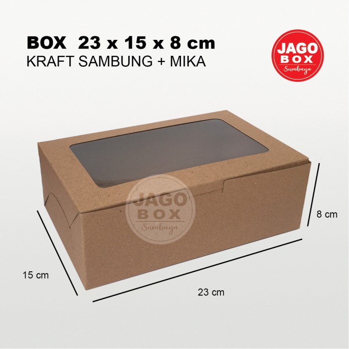 Box Kotak Dos Roti Kue Snack Kraft 23 x 15 x 8 cm Mika Tebal