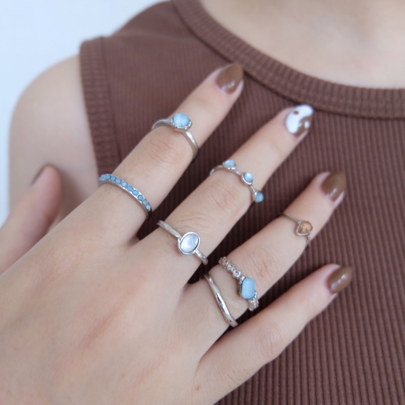 Aquamarine Stacking Ring (7pcs)