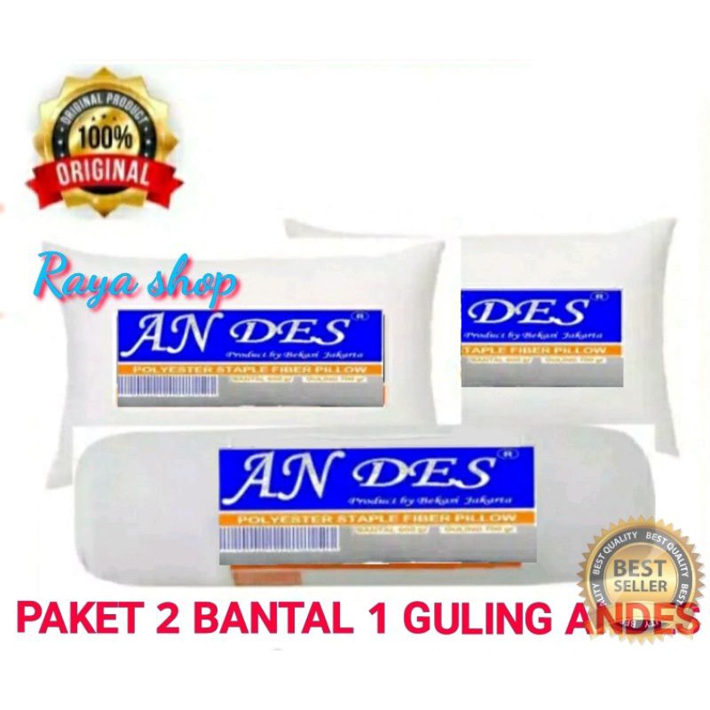 Promo ongkir 2kg Paket 2 bantal 1 guling Andes full silikon