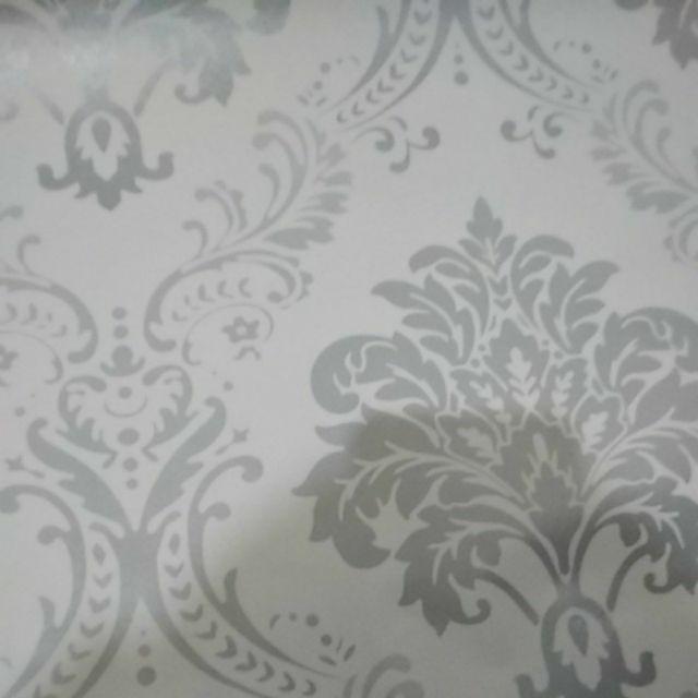 V013ls Wallpaper Sticker Ku Vintage Silver - Wallpaper Dinding