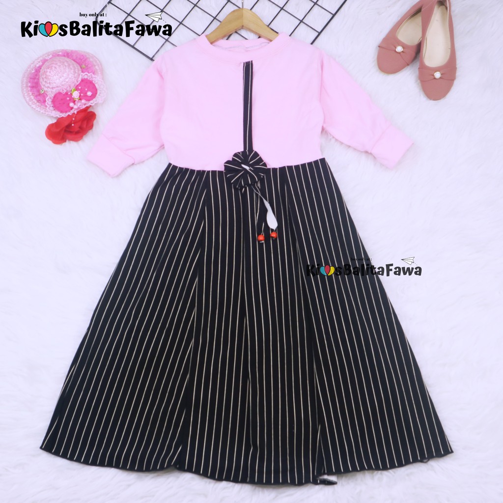 Gamis Pita Uk 4-5 Tahun / Gamis Anak Perempuan Dress Muslim Murah Lengan Panjang Pita Ademn Motif