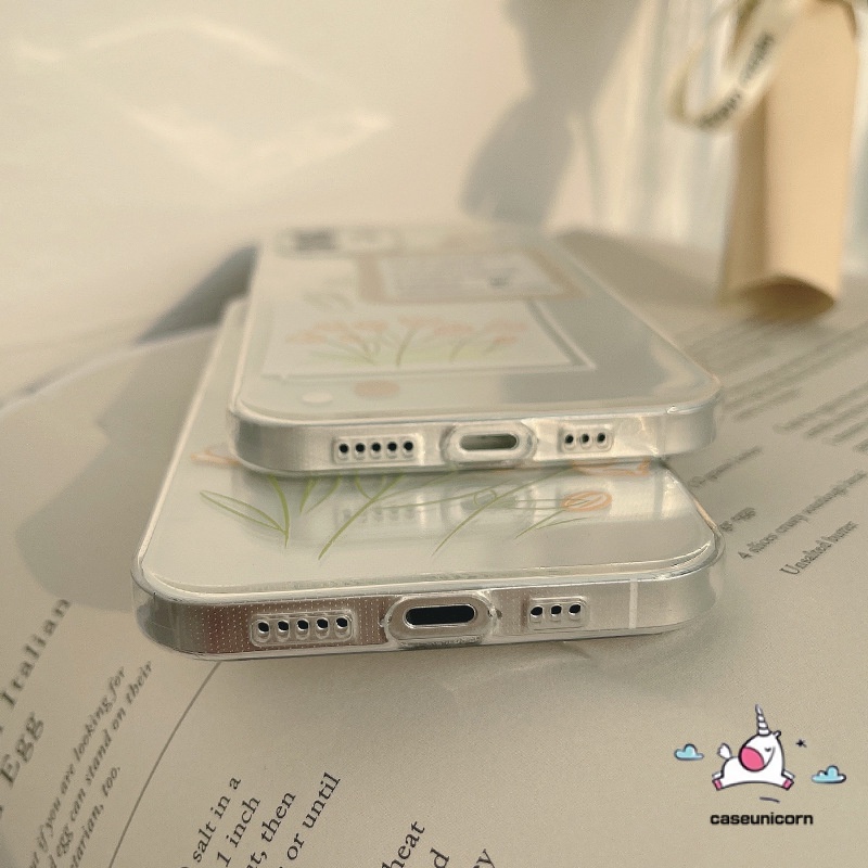 IPHONE Floral Summer Case Kompatibel Untuk Iphone6 6s 7 8 Plus 14 11 12 13 Pro MAX X XR XS MAX SE 2020bunga Segar Memo Transparan Bening Lembut TPU Back Cover Flower Casing