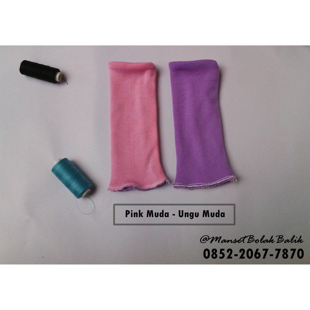 [COD] Lasya Manset Sarung Tangan Polos Pria Wanita Super Lembut dengan UV Protection Anti Belang Asli Korea [UNGU &amp; PINK]
