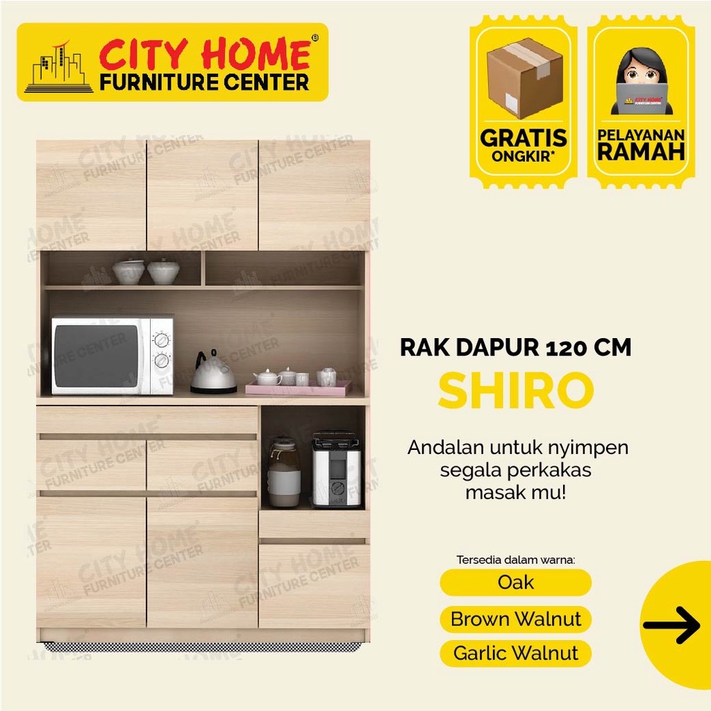 SHIRO 120 cm Rak Dapur / Lemari Dapur | CityHome Cikarang